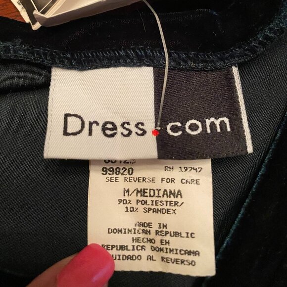 Dress.com Womens Green Velvet Long-Sleeve V-Neck Dress M Party Prom Whimsigoth - Picture 4 of 7